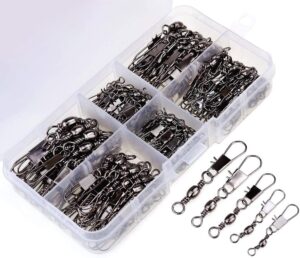 MOBOREST 200PCS Barrel Snap Swivel Fishing