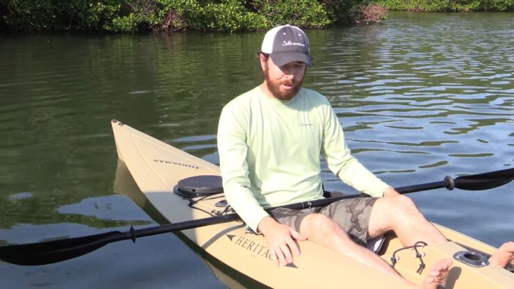 first time is dragging the kayak behind them